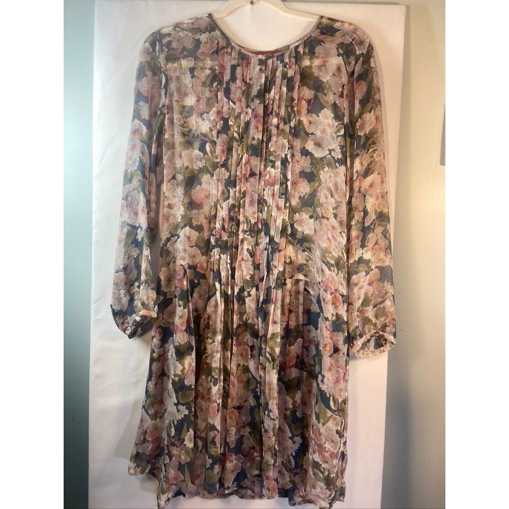 SUNDANCE WOMENS SMALL 100% SILK FLORAL SHEER COVER UP DRESS NO LINING